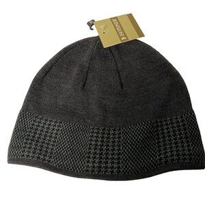 Isotoner Mens Houndstooth Knit Beanie Hat 1sz NWT